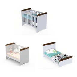 Quarto de Bebê Gabrielle Berço 3 em 1 Cômoda Infantil com Porta Branco Amadeirado Carolina Baby - 2