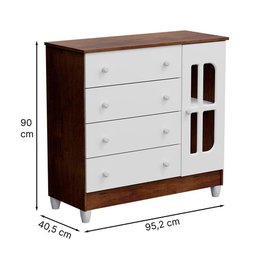 Quarto de Bebê Gabrielle Berço 3 em 1 Cômoda Infantil com Porta Branco Amadeirado Carolina Baby - 6