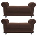 Ver imagem 1 de Kit 2 Sofá Retrô Barcelona Namoradeira Calçadeira Suede Marrom - D'Rossi