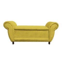 Sofá Retrô com Baú Itália Namoradeira Calçadeira Suede Amarelo - D'Rossi - 2