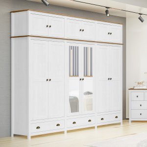 Guarda-roupa Casal 12 Portas 3 Gavetas Topázio Branco/freijó Madeira Pinus - Finestra