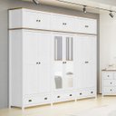 Ver imagem 1 de Guarda-roupa Casal 12 Portas 3 Gavetas Topázio Branco/freijó Madeira Pinus - Finestra