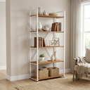 Ver imagem 1 de Estante de Livros Industrial em Aço 5 Prateleiras 72x152cm Canela/Branco