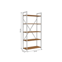 Ver imagem 3 de Estante de Livros Industrial em Aço 5 Prateleiras 72x152cm Canela/Branco