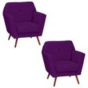 Ver imagem 1 de Kit 2 Poltrona Decorativa Esmeralda Suede Roxo Pés Palito - D'Rossi