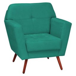 Kit 2 Poltrona Decorativa Esmeralda Suede Verde Tiffany Pés Palito - D'Rossi - 2