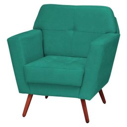 Kit 2 Poltrona Decorativa Esmeralda Suede Verde Tiffany Pés Palito - D'Rossi - 3