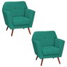 Kit 2 Poltrona Decorativa Esmeralda Suede Verde Tiffany Pés Palito - D'Rossi - 1