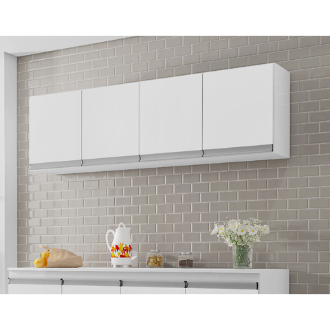 Armário de Cozinha Aéreo Andréia 150cm Branco - AJL Móveis
