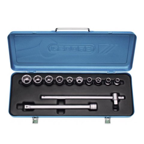 Jogo de Soquetes Sextavados e Acessórios de 10 À 22mm Encaixe 1/2'' 12 Peças - Gedore 015565
