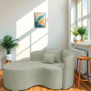 Ver imagem 1 de Recamier Curvo Orgânico 150cm 2 Lugares Lado Esquerdo para Sala de Estar Bouclé Londres