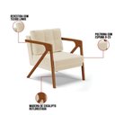 Ver imagem 2 de Kit 02 Poltronas Linho Grosso Bege Base De Madeira Castanho