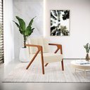 Ver imagem 7 de Kit 02 Poltronas Linho Grosso Bege Base De Madeira Castanho