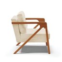 Ver imagem 5 de Kit 02 Poltronas Linho Grosso Bege Base De Madeira Castanho