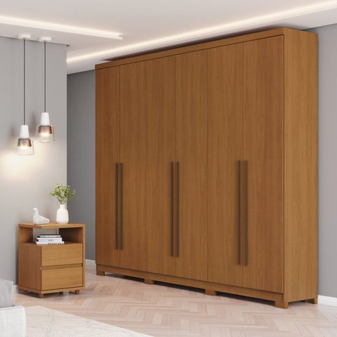 Conjunto Quarto Adulto Guarda-Roupa + Mesa de Cabeceira New Jade