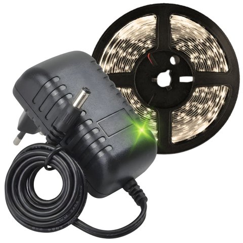 Fita Led Branco Quente Luz 5 Metros Tensão 12v Leds Fonte