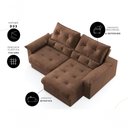 Ver imagem 5 de Sofá Ravena 3 Lugares Retrátil e Reclinável 180cm Marrom Suede