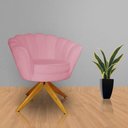 Ver imagem 2 de Poltrona Decorativa Pétala Pés Madeira Giratório Suede Rosa - DS Estofados