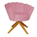Ver imagem 1 de Poltrona Decorativa Pétala Pés Madeira Giratório Suede Rosa - DS Estofados