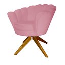 Ver imagem 3 de Poltrona Decorativa Pétala Pés Madeira Giratório Suede Rosa - DS Estofados