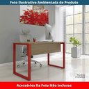 Ver imagem 2 de Mesa Escritório P25 Tub Pandin 120 Cm (larg) Tampo Mdp Noce Naturalle Pé Aço Tubular Vermelho