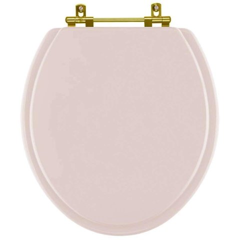 Assento Sanitario Poliéster Convencional Universal Oval Salmão com Ferragem Dourada