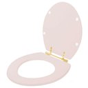 Ver imagem 2 de Assento Sanitario Poliéster Convencional Universal Oval Salmão com Ferragem Dourada