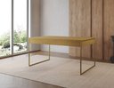 Ver imagem 1 de Mesa Industrial Filadélfia 120x75 Ferro Dourado Tampo Canela