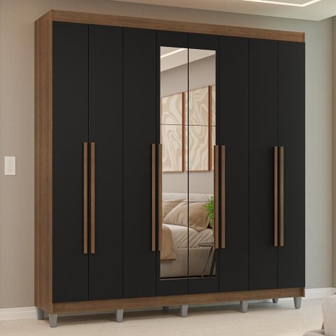 Guarda-Roupa Casal com Pés 8 Portas Batentes com Espelho Venus Madesa