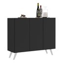 Ver imagem 1 de Aparador Buffet 3 Portas Retrô Veneza Multimóveis V1009 Preto/Branco