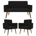 Ver imagem 5 de Estilo na Recepção Kit Namoradeira + 2 Poltronas Capitonê Preto