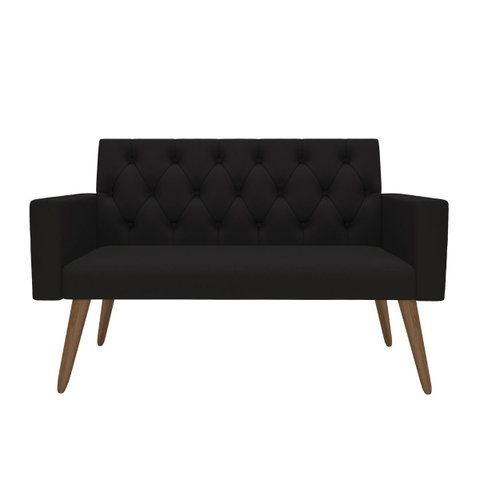 Estilo na Recepção Kit Namoradeira + 2 Poltronas Capitonê Preto