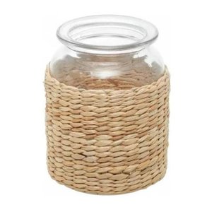 Vaso de Vidro e Fibra Natural Wolff 10cm X 14cm