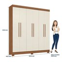 Ver imagem 3 de Guarda Roupa Casal Toledo 6 Portas de Bater 2 Gavetas MDP Cômoda Havana Master Jatobá Areia Santos