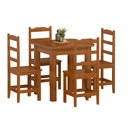 Ver imagem 2 de Mesa com 4 Cadeiras 75x75 Madeira Maciça Perola Mel - Nemargi