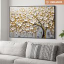 Ver imagem 1 de Quadro Decorativo Árvore da Vida White Flower Flor Branca e Amarela Sala Quarto Casa Escritório