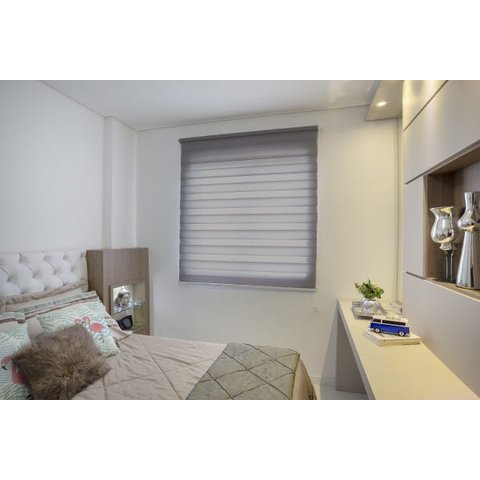 Persiana Rolo Dupla (1,60Lar. x 1,50Alt.) Double Vision Tecido Translucido Preto - Vogaflex