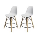 Ver imagem 1 de Kit 2 Banquetas Eames Eiffel De Madeira Assento Branco - Cor: Branco