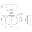 Ver imagem 3 de Cuba de Apoio Docol 51x39 1723126 Oval com Mesa Branca Esmaltada
