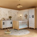 Ver imagem 2 de Quarto de Bebê Completo Berço Americano 3x1 Colchão Ternura Multimóveis Mp4675 Madeirado/off