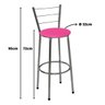 Banqueta Alta Cromada com Encosto para Cozinha Assento Rosa - 2