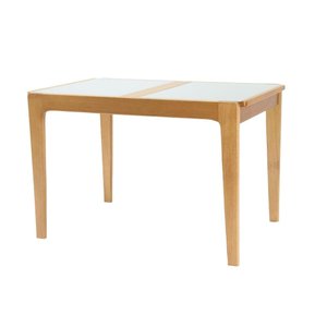 Mesa Elástica Kapana Tampo Vidro Fendi Claro Base Amêndoa 115cm - 69545