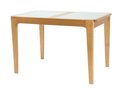 Ver imagem 1 de Mesa Elástica Kapana Tampo Vidro Fendi Claro Base Amêndoa 115cm - 69545