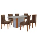 Ver imagem 2 de Mesa de Jantar Isadora 180cm Tampo Mdf Vidro Canto Copo com 6 Cadeiras Isadora Moderna Mobília