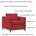 Ver imagem 3 de Poltrona Aspen Base Fixa Madeira Suede Vermelho Sala de Estar Recepção