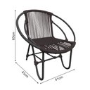Ver imagem 5 de Kit 2 Cadeiras Decorativa Julia em Corda Náutica e Base em Alumínio Preta/ Marrom