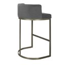 Ver imagem 1 de Banqueta Alta Estofada Estrutura Aço Carbono Belly Ii Base Champagne 75cm Suede Cinza