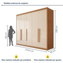 Ver imagem 3 de Guarda Roupa Casal Bari 5 Portas 8 Gavetas 100% MDF Bege/Cinamomo/Off White