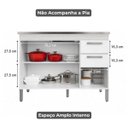Ver imagem 4 de Balcão Cozinha para Pia 120cm 3 Portas 2 Gavetas Branco