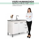 Ver imagem 7 de Balcão Cozinha para Pia 120cm 3 Portas 2 Gavetas Branco